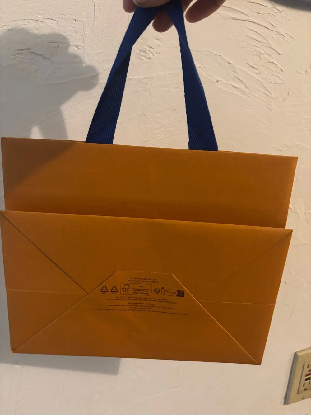 Louis Vuitton Orange Shopping Gift Bag Blue Handles Designer Packaging